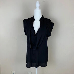 Mara Hoffman Cowl Neck Draped Short Sleeve Blouse Top Size 2